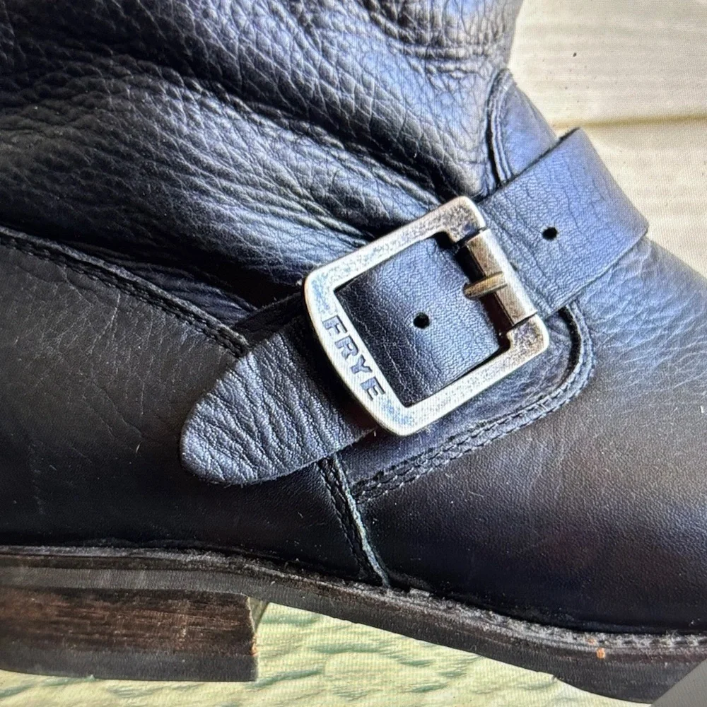 Black Leather Buckle Boots - Picture 3 of 8